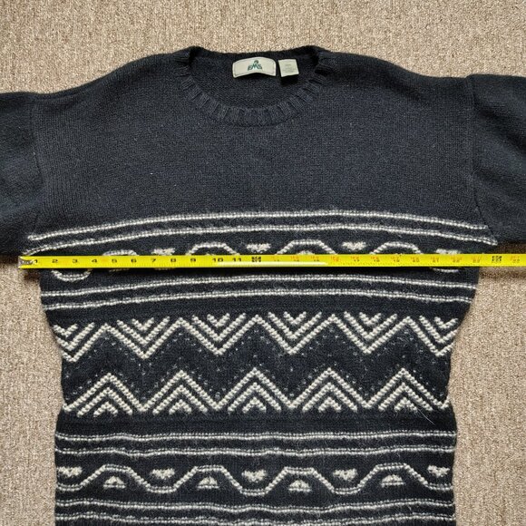 EASTERN MOUNTAIN SPORTS Sweater Men L Black 100% Wool Crewneck Pullover Classic - Picture 4 of 7